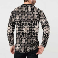 Aloha Hawaii Shell Quilt Button Sweatshirt Seamless Style - Polynesian Pride