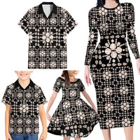Aloha Hawaii Shell Quilt Family Matching Long Sleeve Bodycon Dress and Hawaiian Shirt Seamless Style LT14 - Polynesian Pride