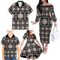Aloha Hawaii Shell Quilt Family Matching Off The Shoulder Long Sleeve Dress and Hawaiian Shirt Seamless Style LT14 - Polynesian Pride