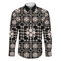 Aloha Hawaii Shell Quilt Family Matching Off The Shoulder Long Sleeve Dress and Hawaiian Shirt Seamless Style LT14 Dad's Shirt - Long Sleeve Black - Polynesian Pride