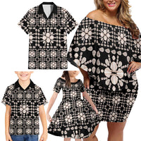 Aloha Hawaii Shell Quilt Family Matching Off Shoulder Short Dress and Hawaiian Shirt Seamless Style - Polynesian Pride