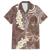 Mocha Mousse Polynesian Tribal Frangipani Tropical Vibe Hawaiian Shirt