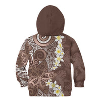 Mocha Mousse Polynesian Tribal Frangipani Tropical Vibe Kid Hoodie
