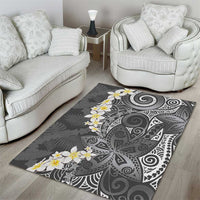 Gray Polynesian Tribal Frangipani Tropical Vibe Area Rug