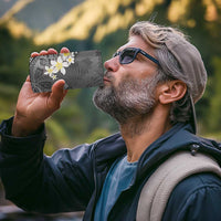 Gray Polynesian Tribal Frangipani Tropical Vibe 4 in 1 Can Cooler Tumbler