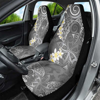 Gray Polynesian Tribal Frangipani Tropical Vibe Car Seat Cover