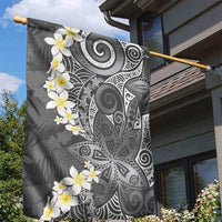 Gray Polynesian Tribal Frangipani Tropical Vibe Garden Flag