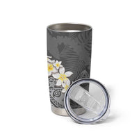 Gray Polynesian Tribal Frangipani Tropical Vibe Tumbler Cup