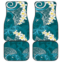 Cyan Polynesian Tribal Frangipani Tropical Vibe Car Mats
