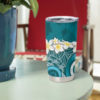 Cyan Polynesian Tribal Frangipani Tropical Vibe Tumbler Cup
