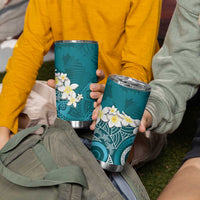 Cyan Polynesian Tribal Frangipani Tropical Vibe Tumbler Cup