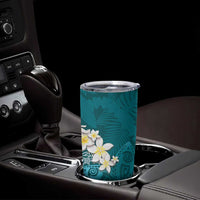 Cyan Polynesian Tribal Frangipani Tropical Vibe Tumbler Cup