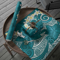 Cyan Polynesian Tribal Frangipani Tropical Vibe Wrapping Paper - Polynesian Pride