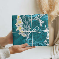 Cyan Polynesian Tribal Frangipani Tropical Vibe Wrapping Paper - Polynesian Pride