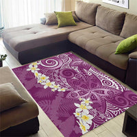 Pink Polynesian Tribal Frangipani Tropical Vibe Area Rug