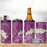 Pink Polynesian Tribal Frangipani Tropical Vibe 4 in 1 Can Cooler Tumbler