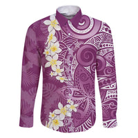Pink Polynesian Tribal Frangipani Tropical Vibe Family Matching Puletasi and Hawaiian Shirt