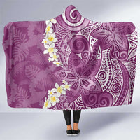 Pink Polynesian Tribal Frangipani Tropical Vibe Hooded Blanket