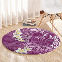 Pink Polynesian Tribal Frangipani Tropical Vibe Round Carpet