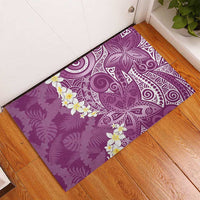 Pink Polynesian Tribal Frangipani Tropical Vibe Rubber Doormat