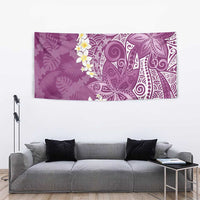 Pink Polynesian Tribal Frangipani Tropical Vibe Tapestry