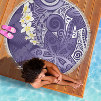Violet Polynesian Tribal Frangipani Tropical Vibe Beach Blanket