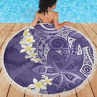 Violet Polynesian Tribal Frangipani Tropical Vibe Beach Blanket