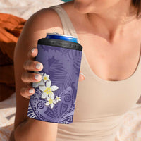 Violet Polynesian Tribal Frangipani Tropical Vibe 4 in 1 Can Cooler Tumbler