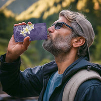 Violet Polynesian Tribal Frangipani Tropical Vibe 4 in 1 Can Cooler Tumbler