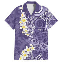 Violet Polynesian Tribal Frangipani Tropical Vibe Family Matching Tank Maxi Dress and Hawaiian Shirt