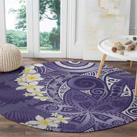 Violet Polynesian Tribal Frangipani Tropical Vibe Round Carpet