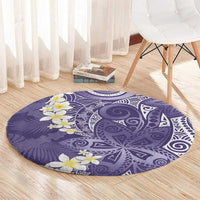 Violet Polynesian Tribal Frangipani Tropical Vibe Round Carpet