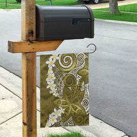 Gold Polynesian Tribal Frangipani Tropical Vibe Garden Flag