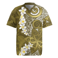 Gold Polynesian Tribal Frangipani Tropical Vibe Rugby Jersey