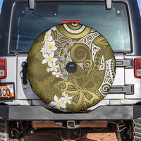 Gold Polynesian Tribal Frangipani Tropical Vibe Spare Tire Cover