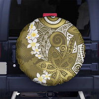 Gold Polynesian Tribal Frangipani Tropical Vibe Spare Tire Cover