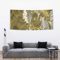Gold Polynesian Tribal Frangipani Tropical Vibe Tapestry