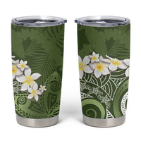 Green Polynesian Tribal Frangipani Tropical Vibe Tumbler Cup