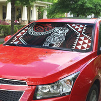 Red Aotearoa Niho Taniwha Auto Sun Shade Maori Mythology Tooth - Taniko Motifs LT14 - Polynesian Pride