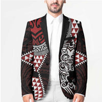 Red Aotearoa Niho Taniwha Blazer Maori Mythology Tooth - Taniko Motifs - Polynesian Pride