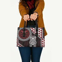 Red Aotearoa Niho Taniwha Leather Bag Maori Mythology Tooth - Taniko Motifs - Polynesian Pride