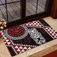 Red Aotearoa Niho Taniwha Rubber Doormat Maori Mythology Tooth - Taniko Motifs LT14 - Polynesian Pride