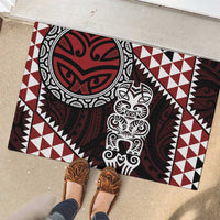 Red Aotearoa Niho Taniwha Rubber Doormat Maori Mythology Tooth - Taniko Motifs LT14 - Polynesian Pride