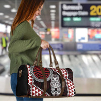 Red Aotearoa Niho Taniwha Travel Bag Maori Mythology Tooth - Taniko Motifs - Polynesian Pride