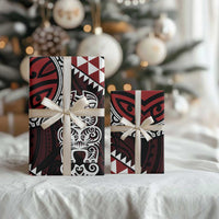 Red Aotearoa Niho Taniwha Wrapping Paper Maori Mythology Tooth - Taniko Motifs - Polynesian Pride