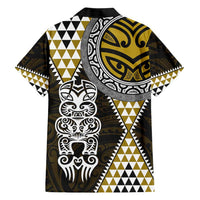 Yellow Aotearoa Niho Taniwha Hawaiian Shirt Maori Mythology Tooth - Taniko Motifs