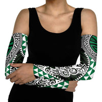 Green Aotearoa Niho Taniwha Arm Sleeves Maori Mythology Tooth - Taniko Motifs - Polynesian Pride