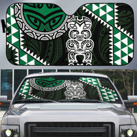 Green Aotearoa Niho Taniwha Auto Sun Shade Maori Mythology Tooth - Taniko Motifs LT14 Green - Polynesian Pride