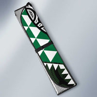 Green Aotearoa Niho Taniwha Auto Sun Shade Maori Mythology Tooth - Taniko Motifs LT14 - Polynesian Pride
