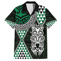 Green Aotearoa Niho Taniwha Family Matching Tank Maxi Dress and Hawaiian Shirt Maori Mythology Tooth - Taniko Motifs